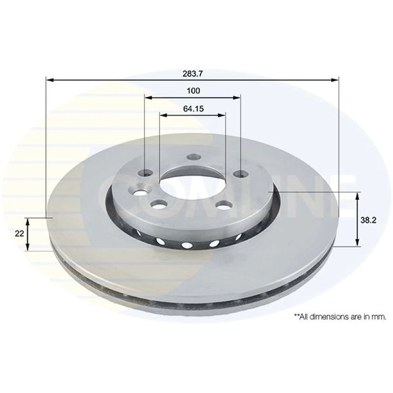 Comline 2 x Internally Vented Front Brake Discs ADC1318V