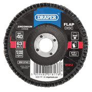 Draper Zirconium Oxide Flap Disc 100 x 16mm 40 Grit
