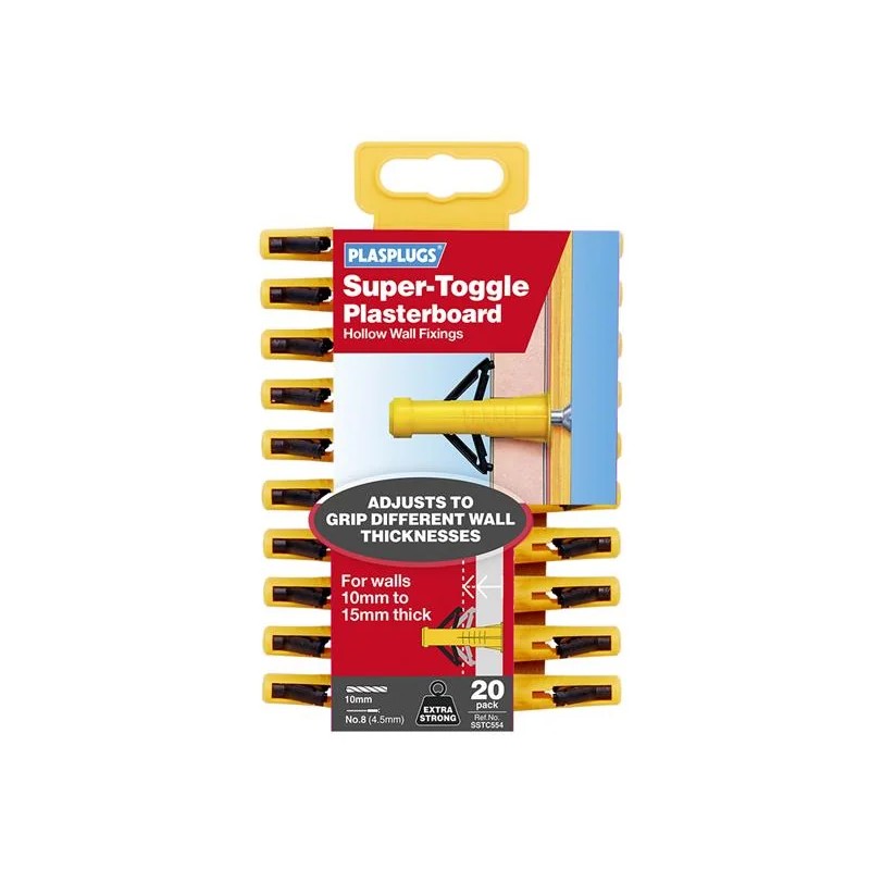 Plasplugs Toggle Plasterboard Fixing Heavy Duty x 20 SSTC554 - SSTC554CC