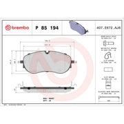 Brembo 4 x Front Brake Pad Set P85194