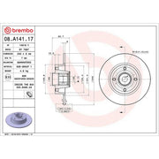 Brembo 2 x Solid Rear Brake Discs 08.A141.17