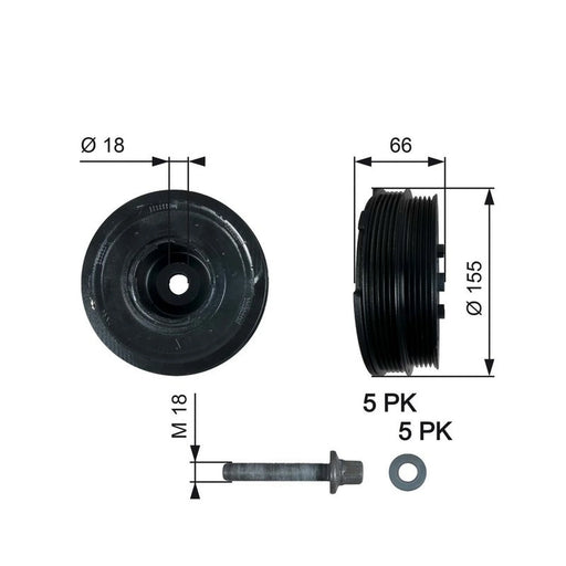 Gates Crank Shaft Belt Pulley TVD1037A