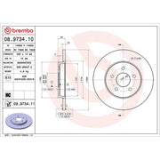 Brembo 2 x Solid Rear Brake Discs 08.9734.11
