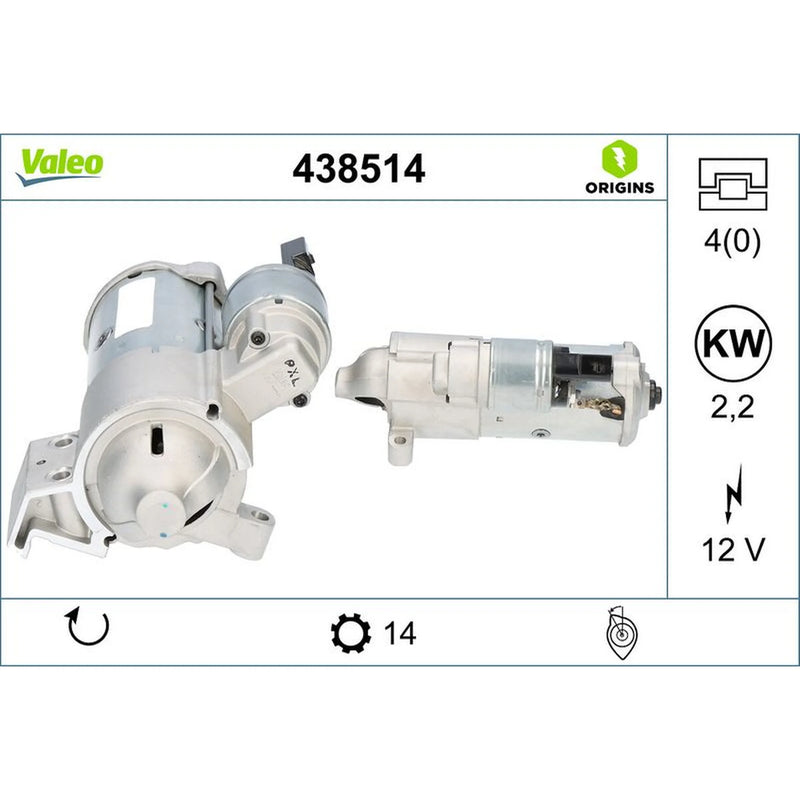 Valeo Starter Motor 12V 2.2kW 14 Teeth 438514