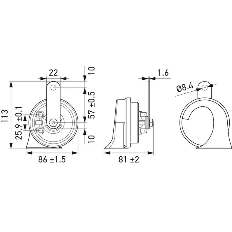 Hella Trumpet Style Car Horn 3FH 011 225-831