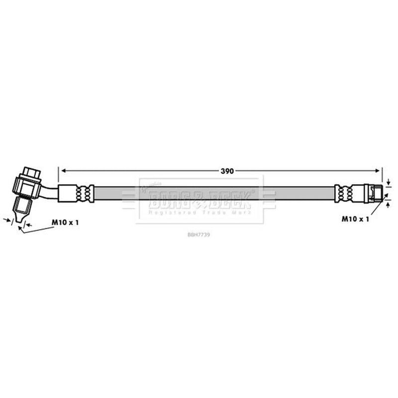Borg & Beck Brake Hydraulic Hose Line Rear Left BBH7739