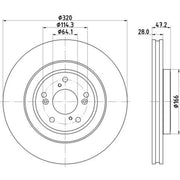 Mintex 2 x Internally Vented Front Brake Discs MDC2887C