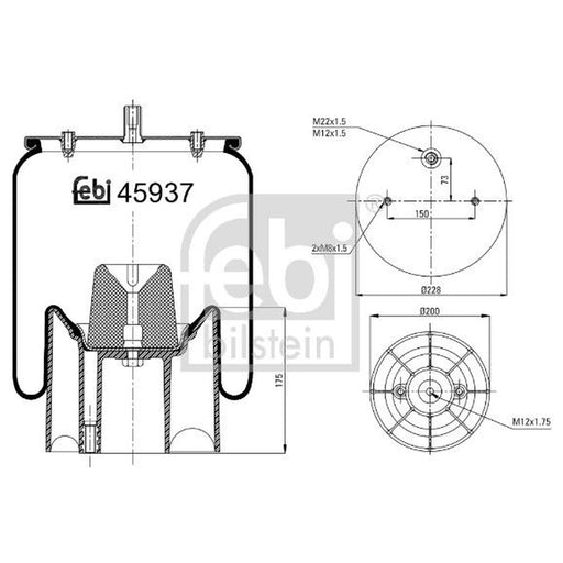 Febi Air Suspension Bellow 200mm 45937