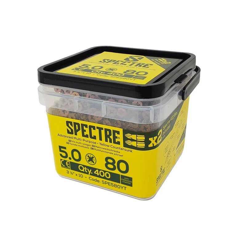 ForgeFix Spectre™ PZ Compatible Wood Screw CSK ZYP 5.0 x 80mm Tub 400 - SPE580YT