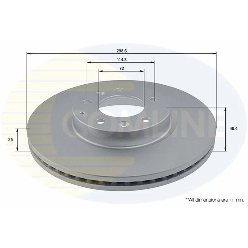 Comline 2 x Internally Vented Front Brake Discs ADC0469V