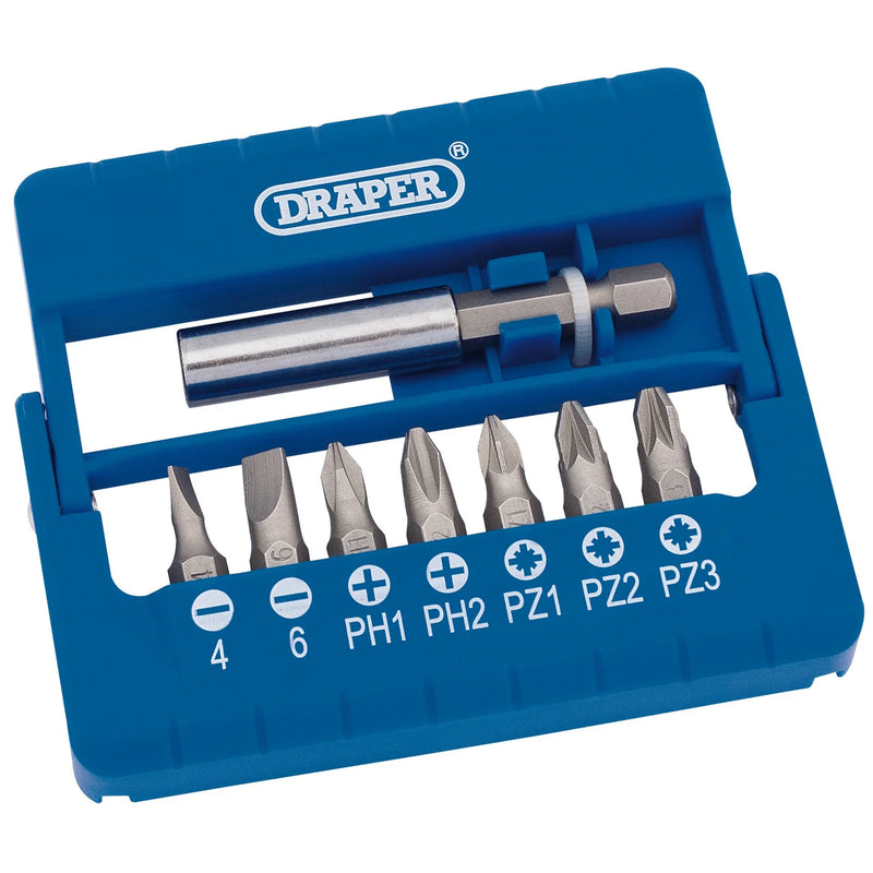 Draper Screwdriver Bit Set 8 Piece 25mm Chrome Vanadium Steel