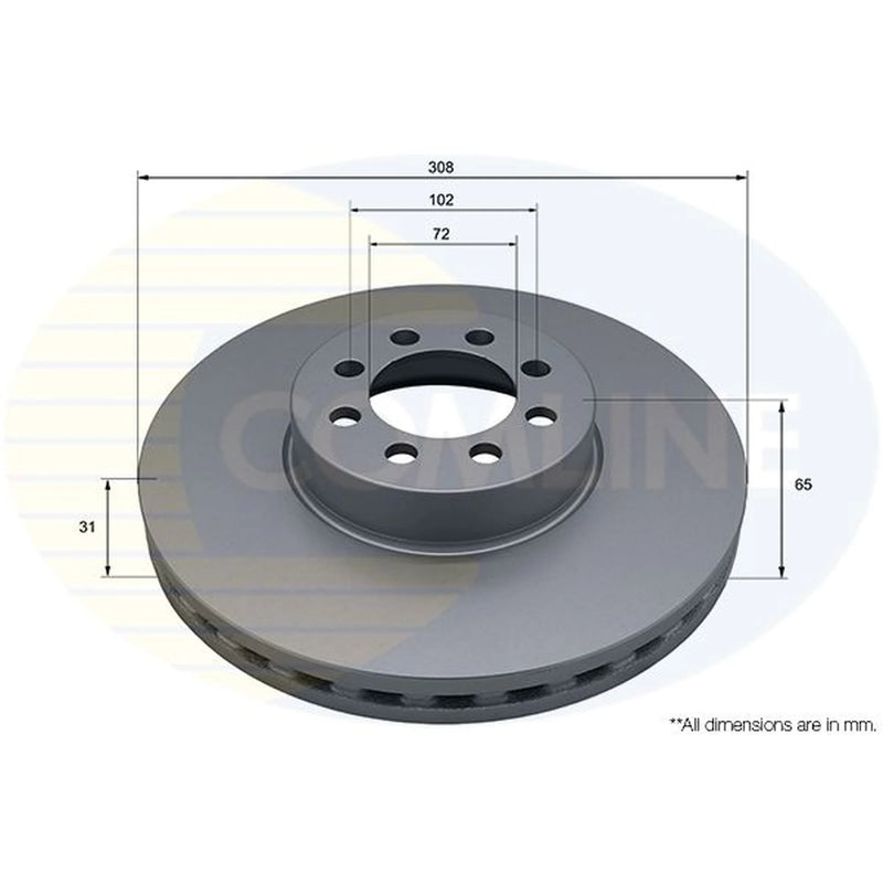 Comline 2 x Internally Vented Front Brake Discs ADC5348V