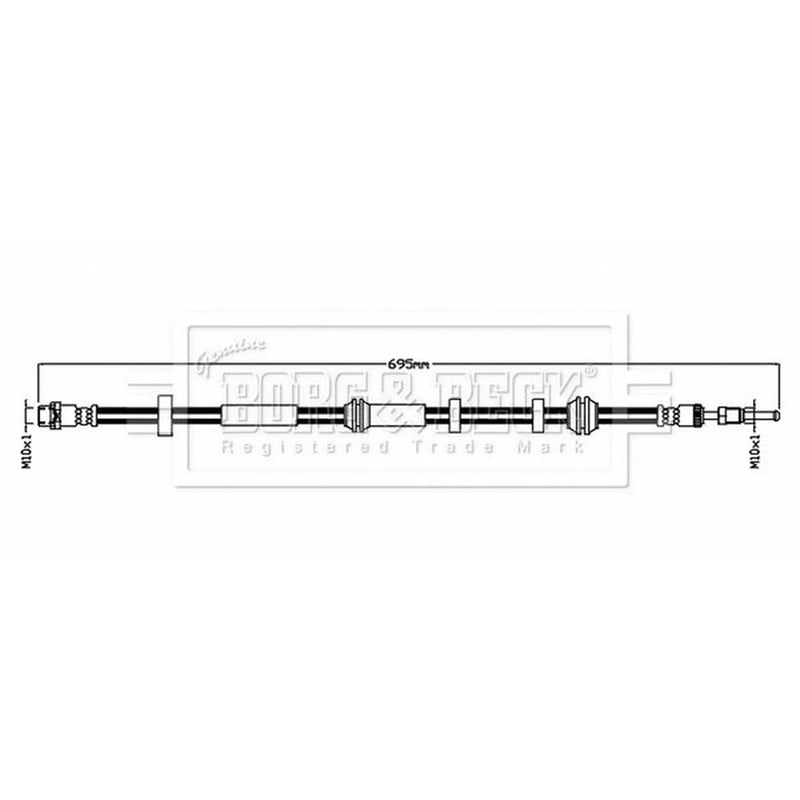 Borg & Beck Brake Hydraulic Hose Line Front Left BBH8839