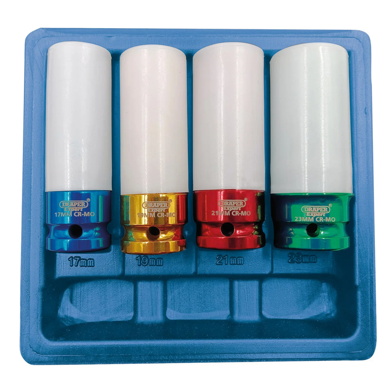 Draper Expert Wheel Nut Socket Set 1/2" Sq. Dr. 4 Piece