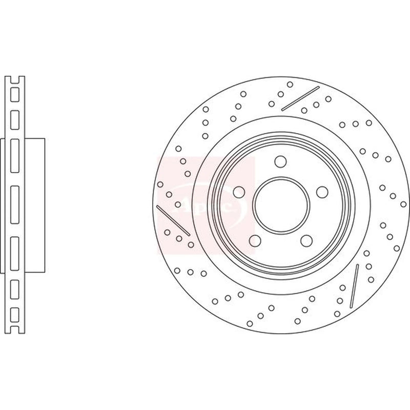 Apec 2 x Vented Rear Brake Discs DSK3296