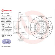 Brembo Xtra 2 x Perforated Rear Brake Discs 08.A759.1X