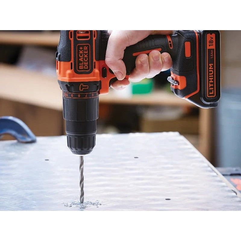 Black + Decker BCD700S1K 2 Gear Combi Drill 18V 1 x 1.5Ah Li-ion - BCD700S1K-GB
