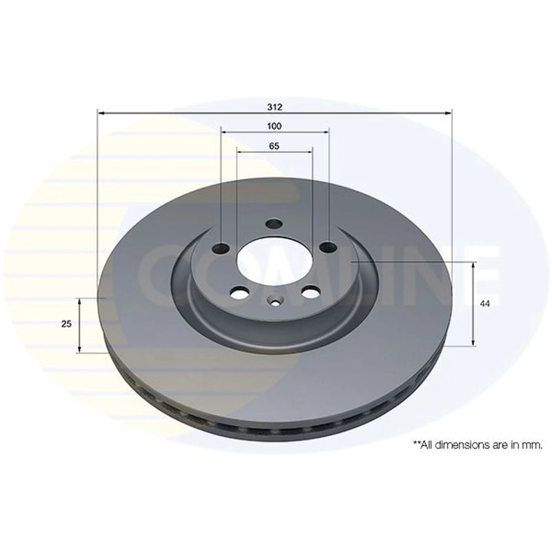 Comline 2 x Internally Vented Front Brake Discs ADC5229V