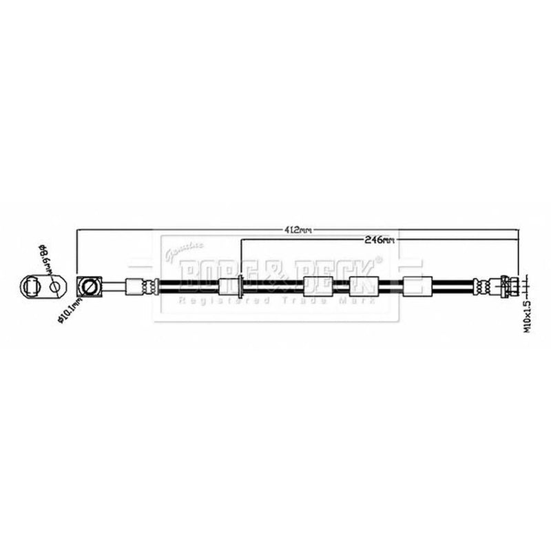 Borg & Beck Brake Hydraulic Hose Line Front Left BBH8823
