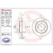 Brembo 2 x Solid Rear Brake Discs 08.7042.11
