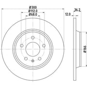 DON 2 x Solid Rear Brake Discs PCD10332