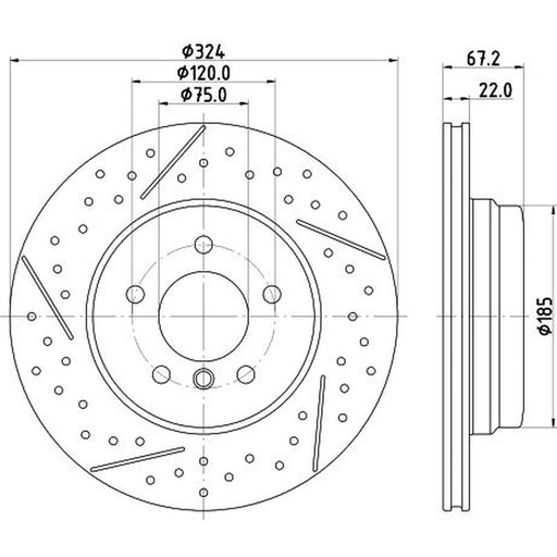 Mintex 2 x Drilled Dimples Rear Brake Discs MDC2716