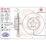 Brembo 2 x Aluminium Front Brake Disc Hub Brake Discs 09.C399.13