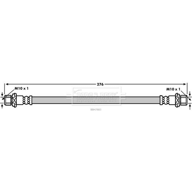 Borg & Beck Brake Hydraulic Hose Line Left BBH7883