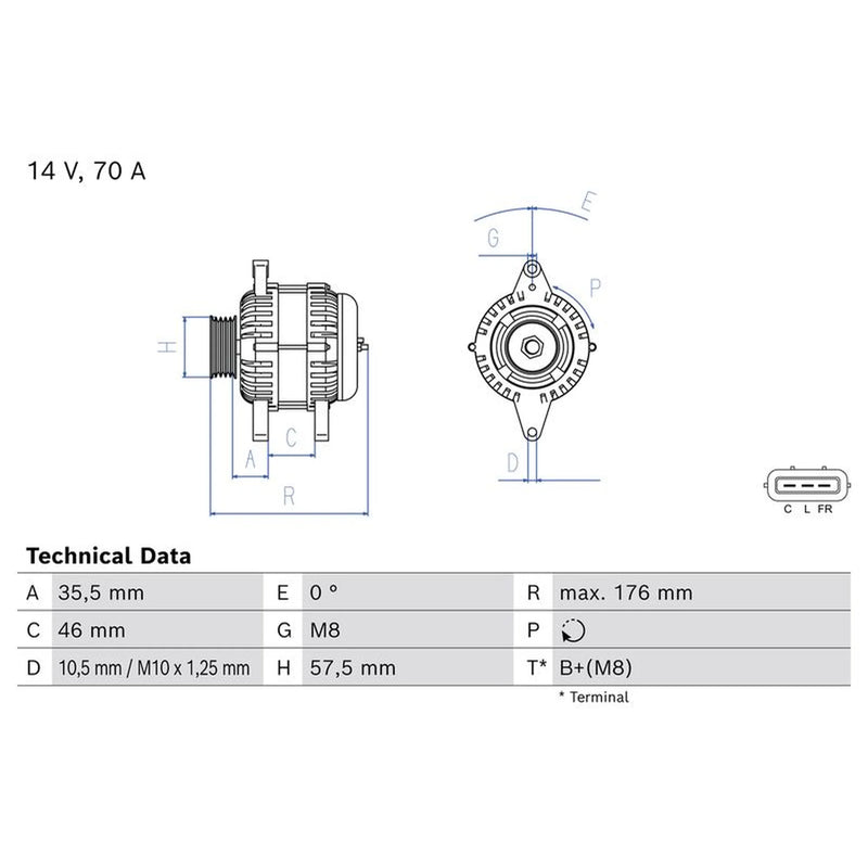 Bosch Car Alternator 12V 0 986 085 140