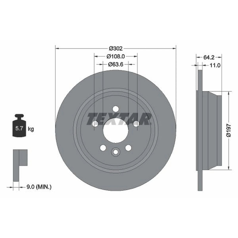 Textar 2 x Solid Rear Brake Discs 92283003