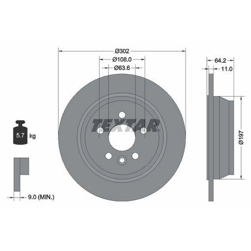 Textar 2 x Solid Rear Brake Discs 92283003