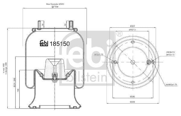 Febi Air Suspension Bellow 259mm