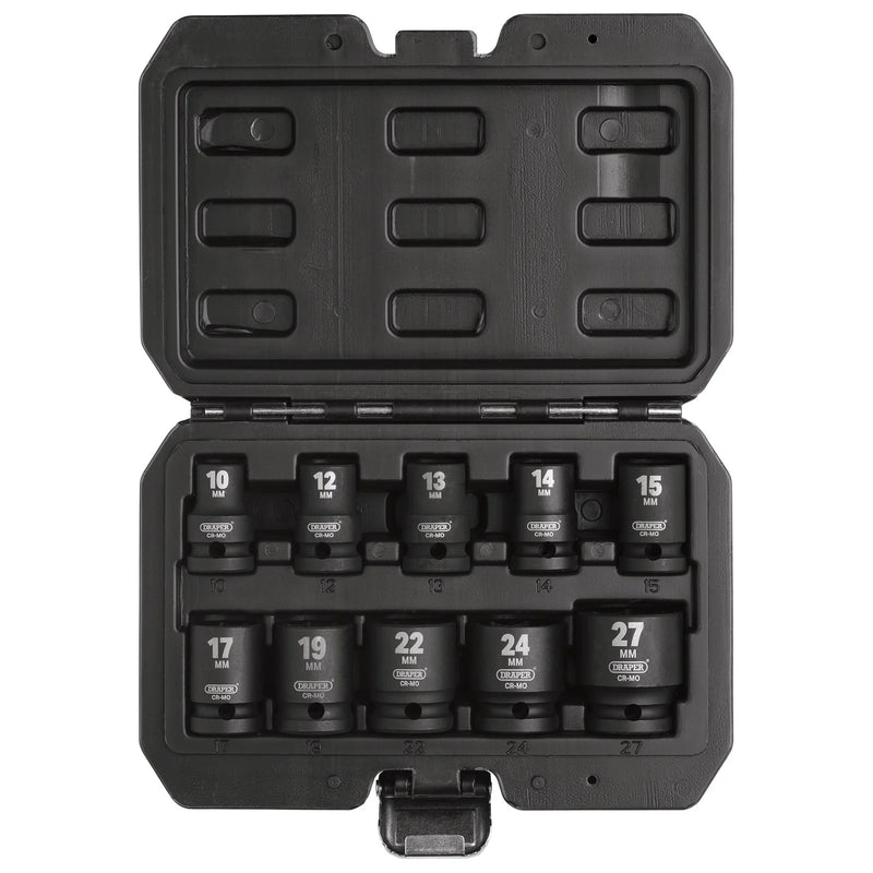 Draper HI-TORQ® Impact Socket Set 1/2" Sq. Dr. 10 Piece