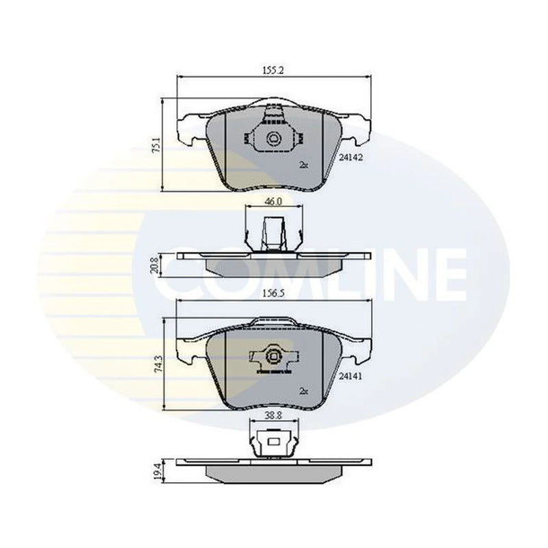 Comline 4 x Front Brake Pad Set CBP01280