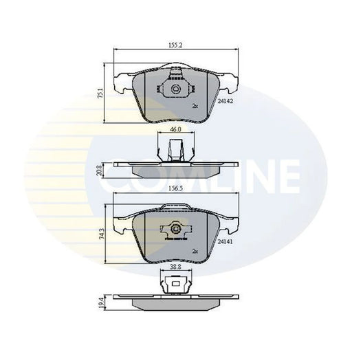 Comline 4 x Front Brake Pad Set CBP01280