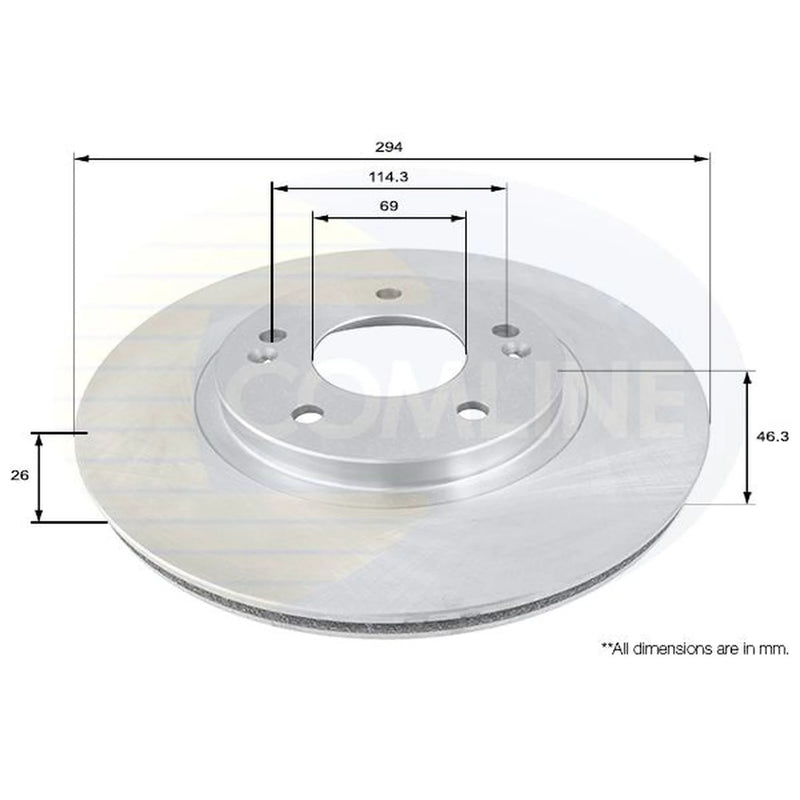 Comline 2 x Front Brake Discs ADC1050V
