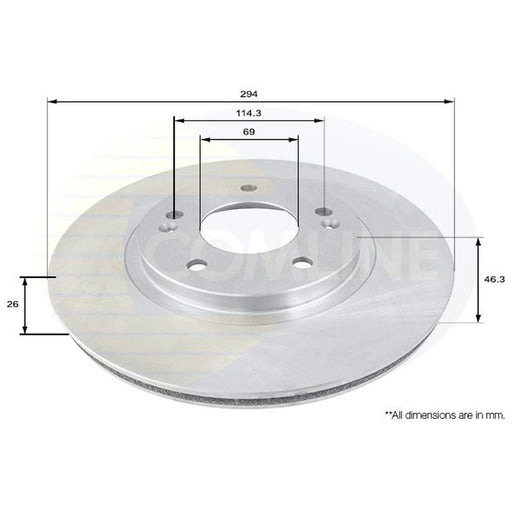 Comline 2 x Front Brake Discs ADC1050V