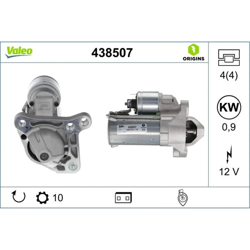 Valeo Starter Motor 12V 0.9kW 10 Teeth 438507
