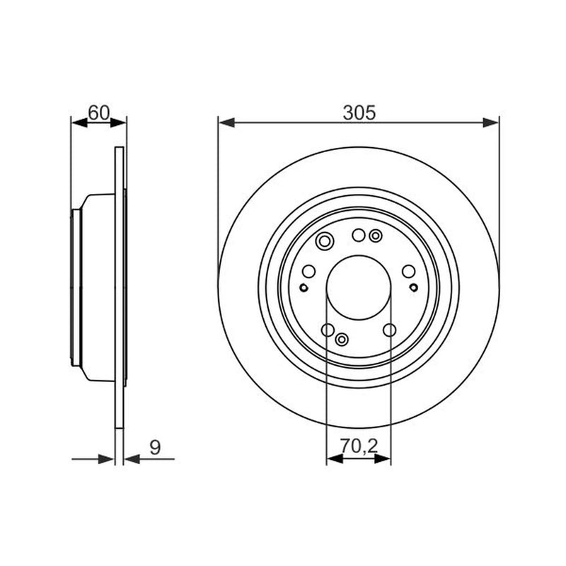 Bosch 2 x Solid Rear Brake Discs 0 986 479 740