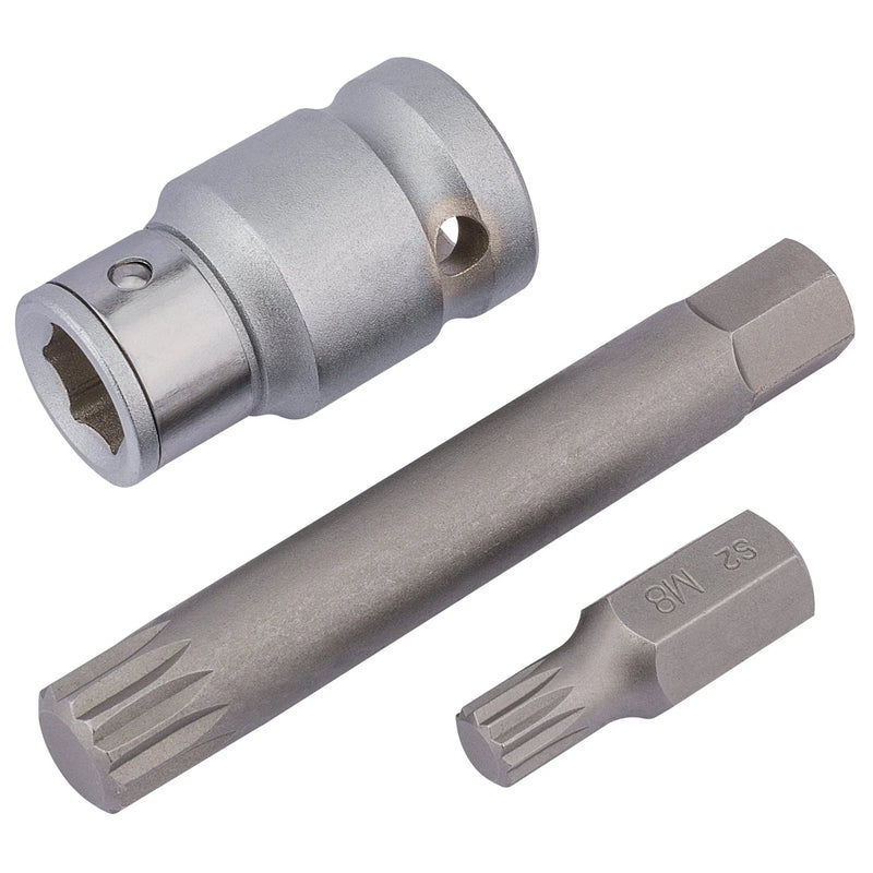 Draper Expert Spline Bit Set 1/2" Sq. Dr. 3 Piece