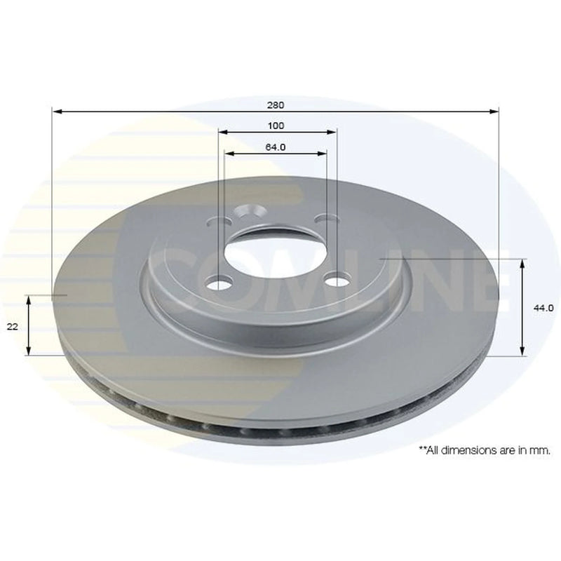 Comline 2 x Internally Vented Front Brake Discs ADC1734V