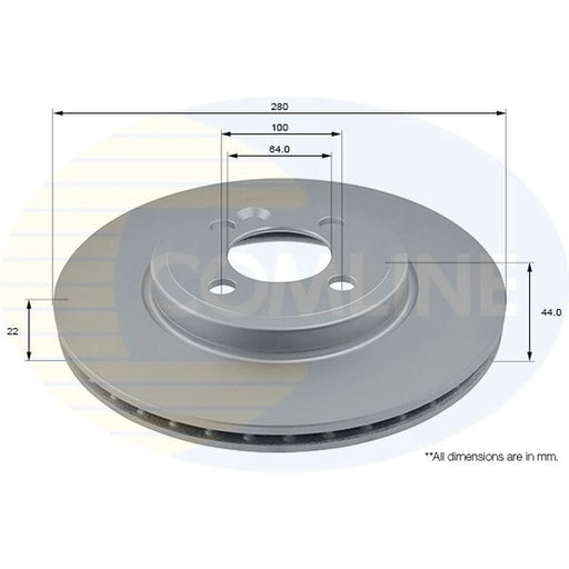 Comline 2 x Internally Vented Front Brake Discs ADC1734V