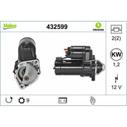 Valeo Starter Motor 12V 1.2kW 9 Teeth 432599