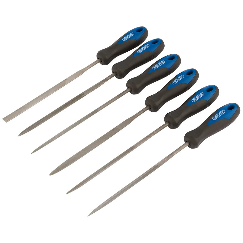 Draper Soft Grip Needle File Set, 6 Piece, High Carbon Steel