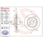 Brembo 2 x Internally Vented Front Brake Discs 09.D252.11