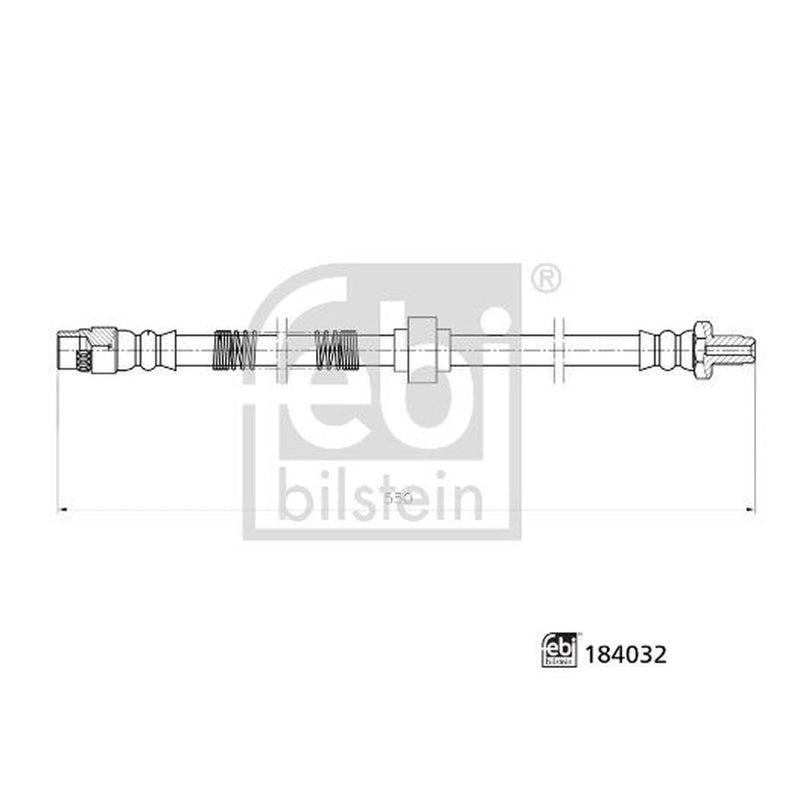 Febi Brake Hydraulic Hose Line Front Right 184032