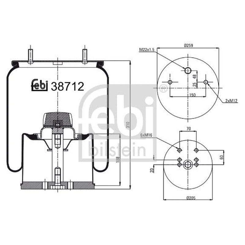 Febi Air Suspension Bellow Rear Right 38712
