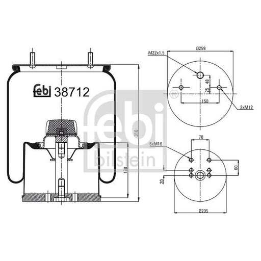 Febi Air Suspension Bellow Rear Right 38712