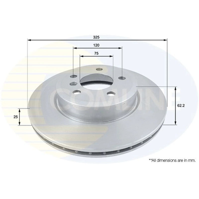 Comline 2 x Internally Vented Front Brake Discs ADC1719V