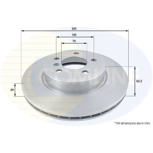 Comline 2 x Internally Vented Front Brake Discs ADC1719V